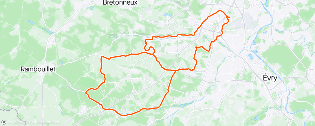 Map of the activity, Sortie vélo dans l'après-midi avec le groupe de Saclay