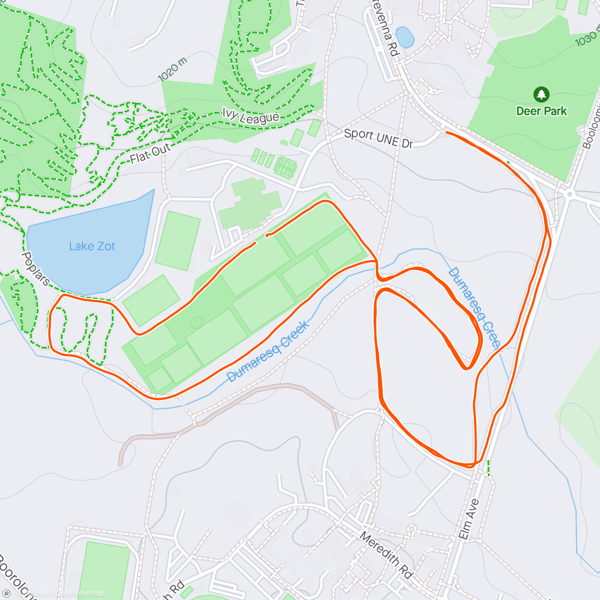 Map of the activity, The Armidale parkrun was operating