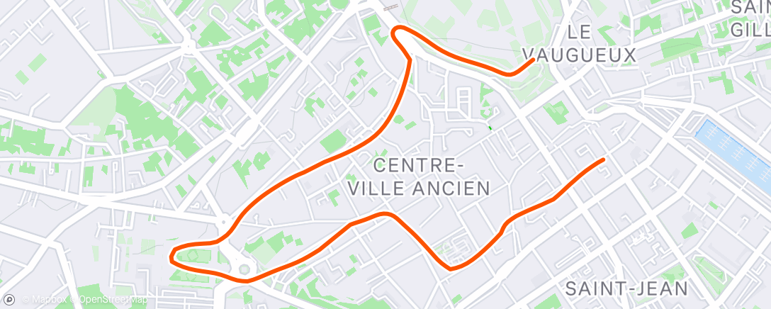 Map of the activity, Course à pied le matin