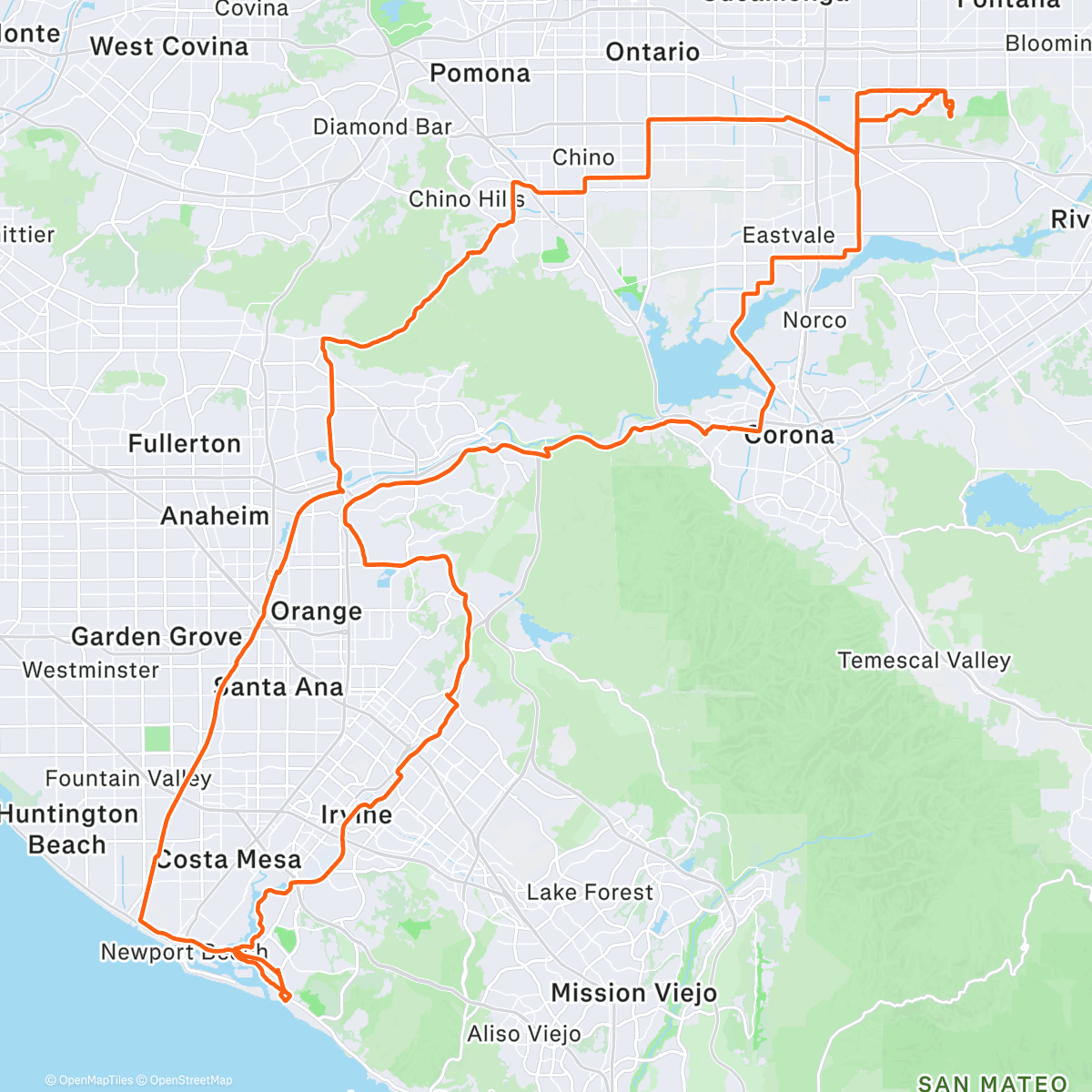 Map of the activity, Fontana to Inspiration Point✌️🙌🍁🚴‍♂️❤️