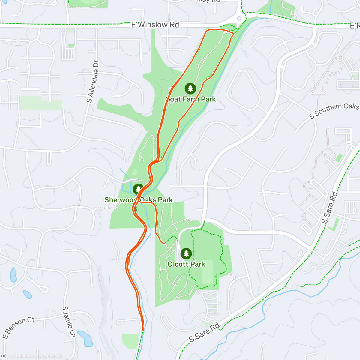 Map of the activity, 4.5mi Easy Run