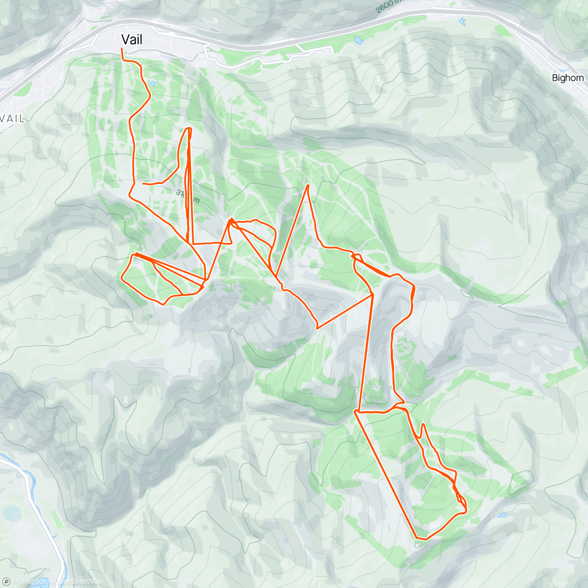 Map of the activity, Colorado Family Ski Trip, Day 5, Vail (second day there)