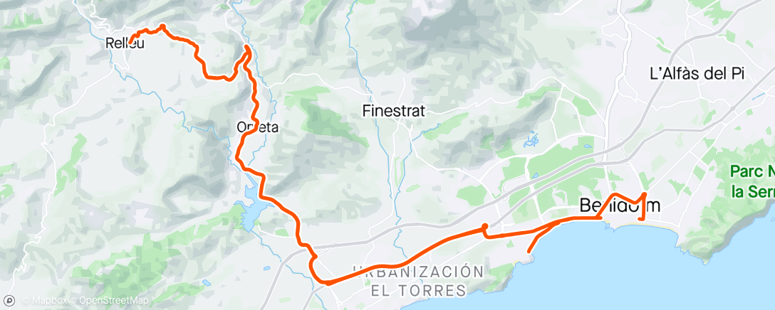 Map of the activity, Benidorm-Relleu+Poniente-Benidorm