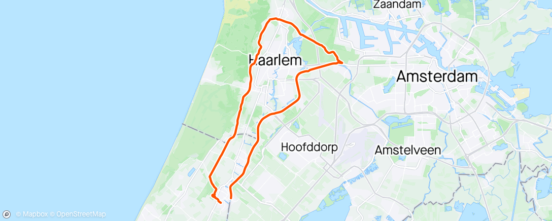 Map of the activity, Rondje Spaarndam weg van de bollenstreekdrukte.