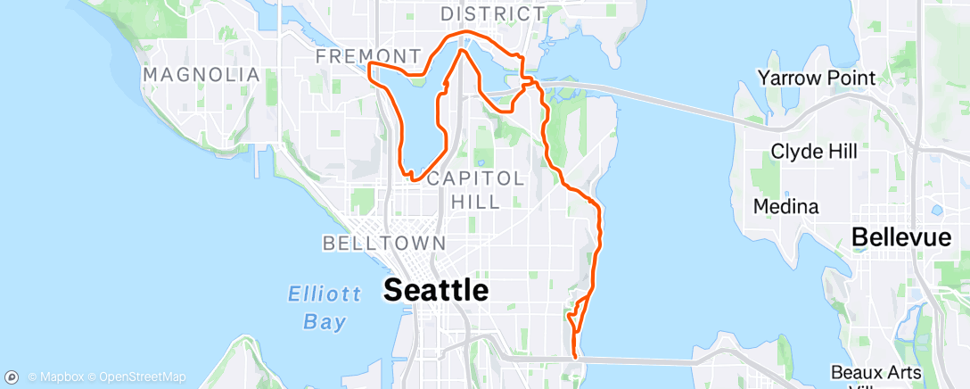 Map of the activity, Evening Ride