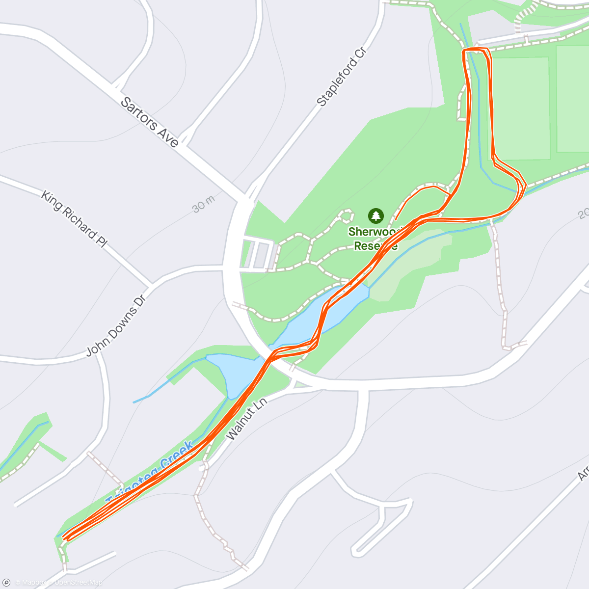 Map of the activity, Sherwood Parkrun