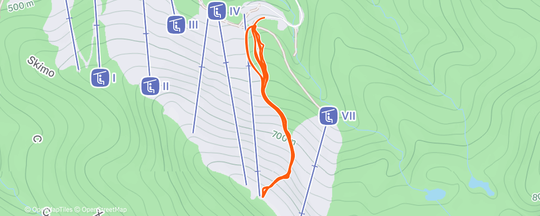 Map of the activity, Skimo intervals
