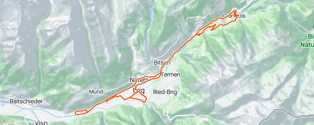 Map of the activity, Brig Grengiols Brigerbad Glis Brig