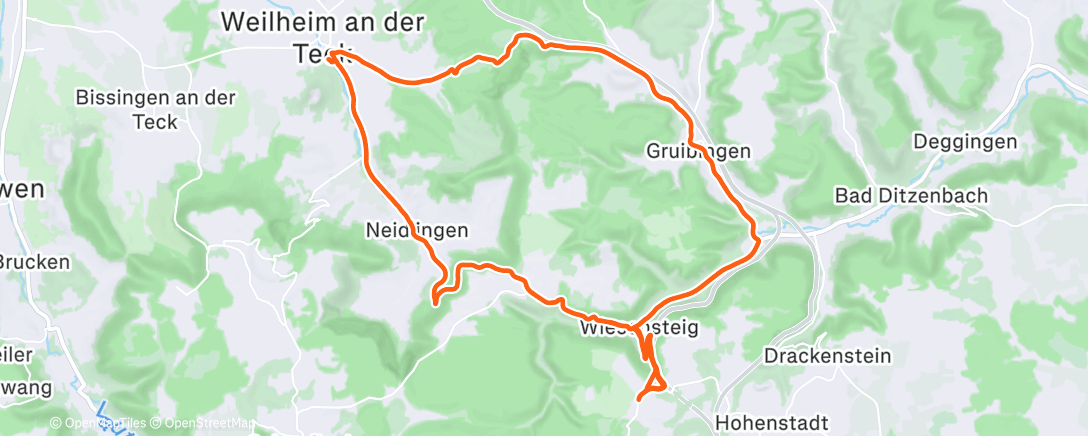 Map of the activity, Lunch Mountain Bike Ride