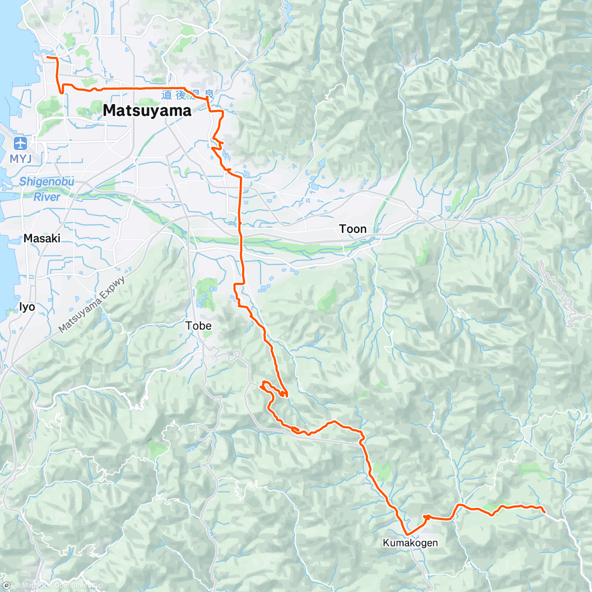 Map of the activity, 雨の止み間に松山へ（お遍路#46~51）/ Shikoku Pilgrimage No. 46 to 51