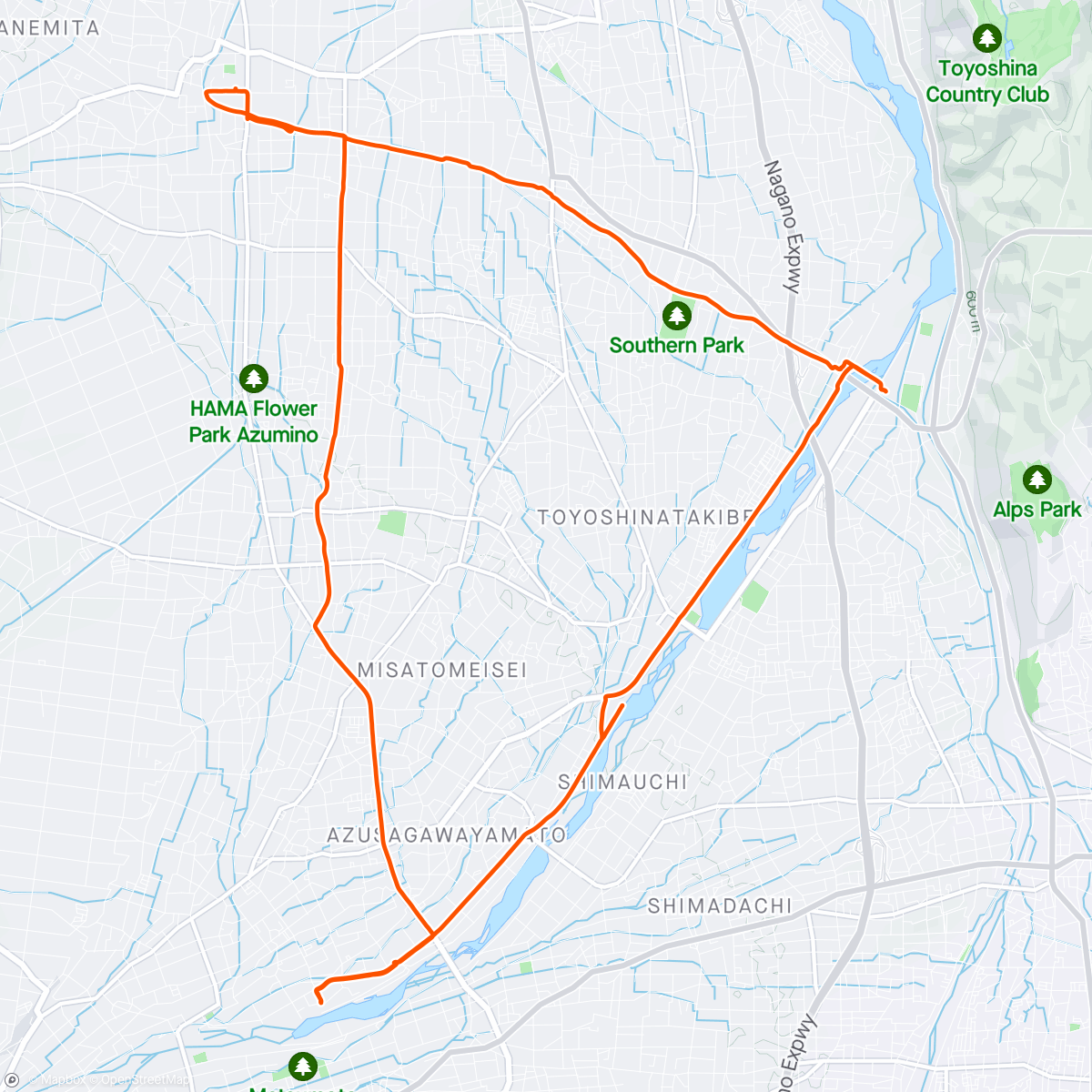 Map of the activity, 寄り道しながらアルプス安曇野センチュリーライドのエントリーを済ませるライド