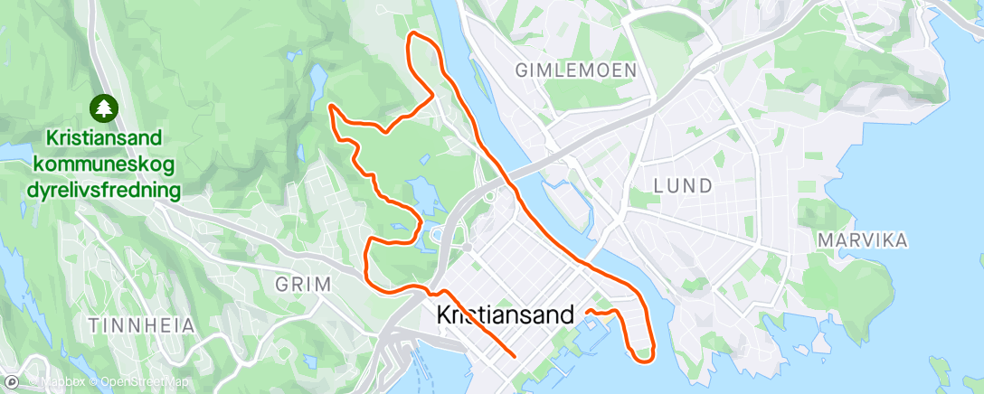 Map of the activity, Kristiansandrunde før mer kongress og en festmiddag 🎉