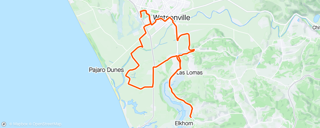 Map of the activity, Easy Ride out to Elkhorn Slough