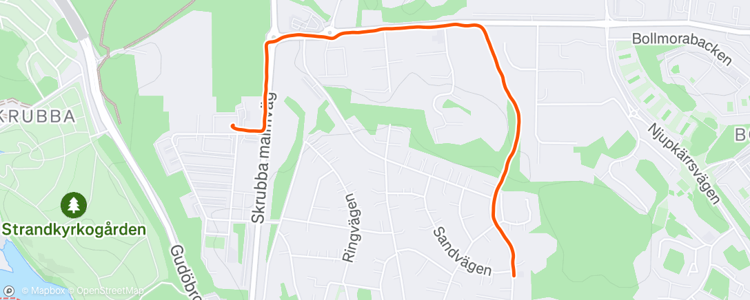 Map of the activity, Afternoon Run