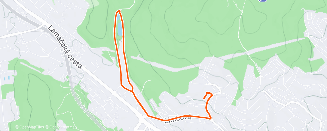Map of the activity, Evening Run - Easy na Železnú