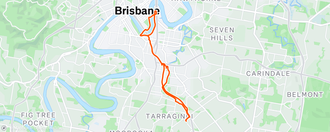 Map of the activity, Brisbane Bike Ride