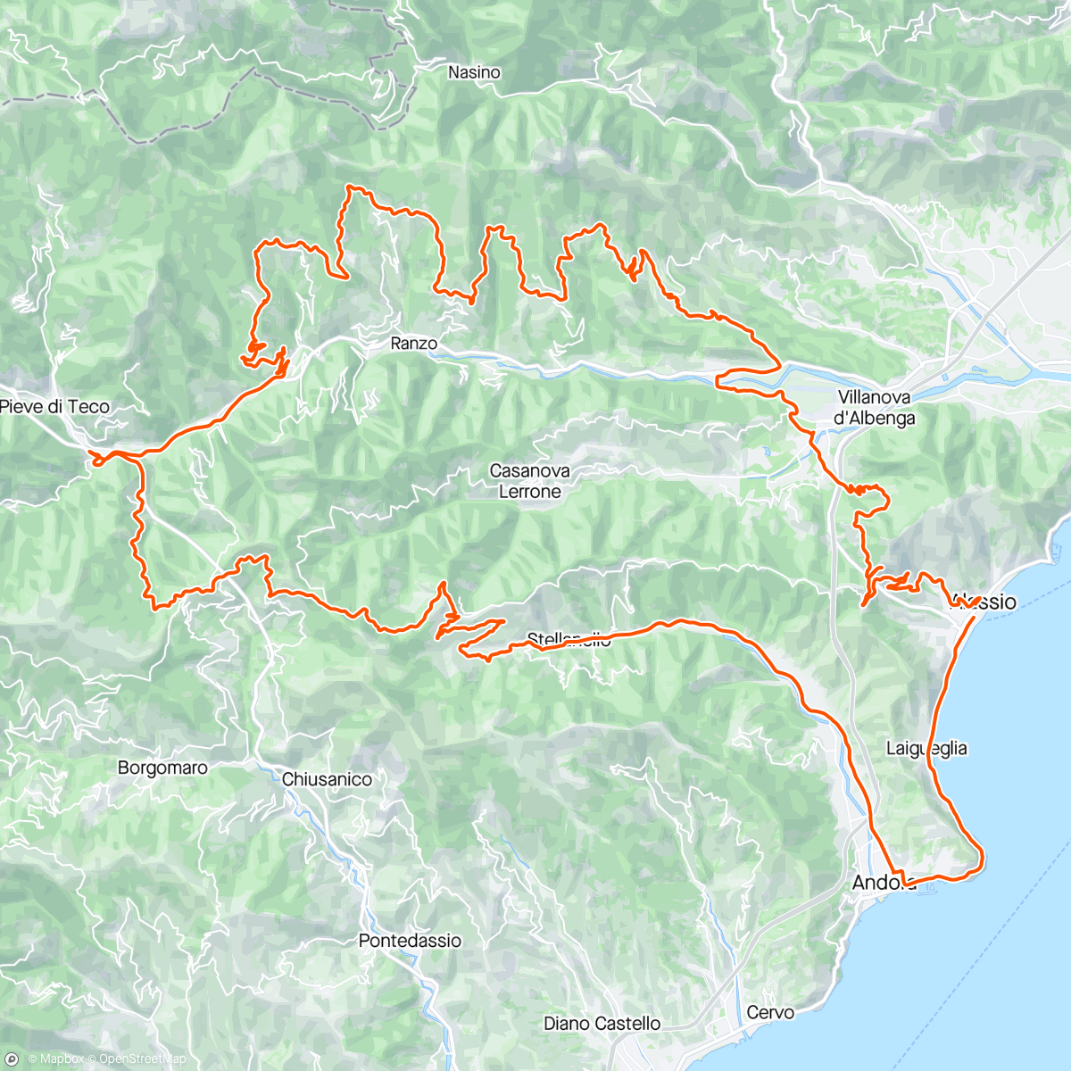 Map of the activity, Giro pomeridiano ligure