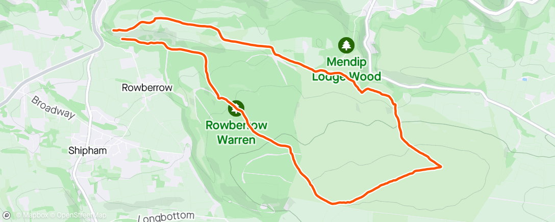 Map of the activity, Running off the stag do 🥴🦌 Absolute bog fest on Rowberrow warren