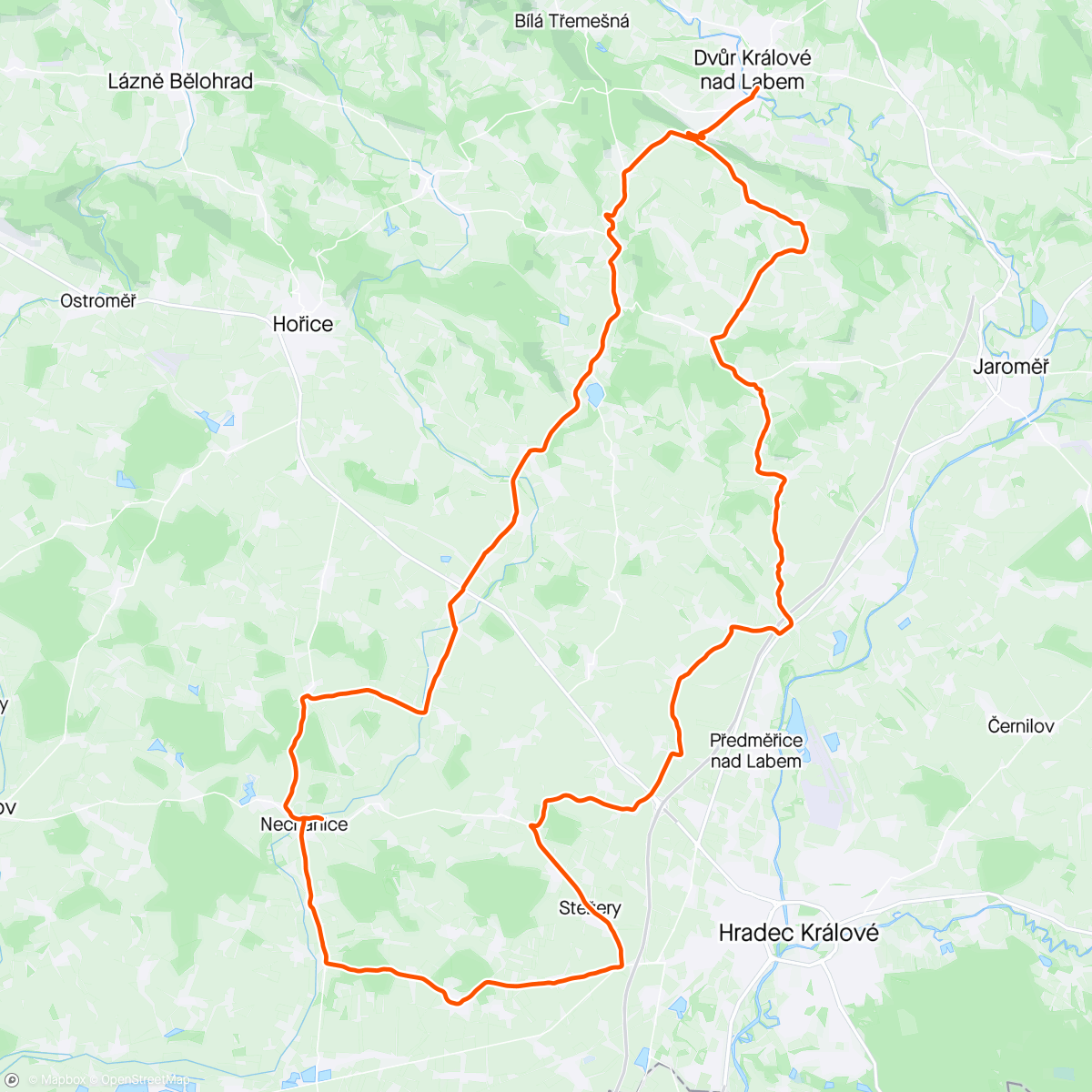 Map of the activity, Morning Ride. Vytrvalost