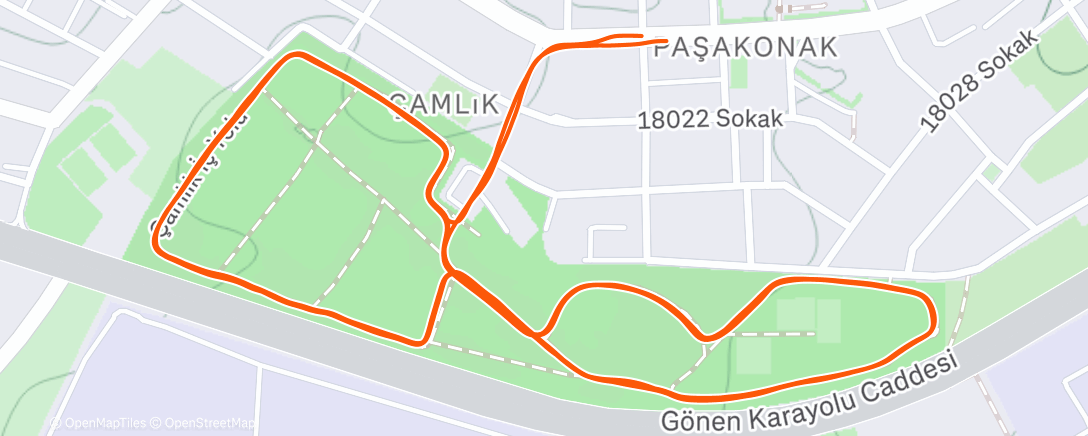Map of the activity, Evening Run