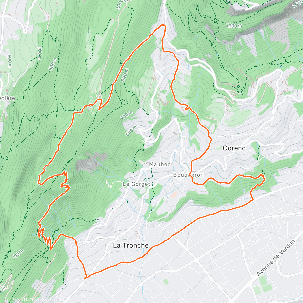 Map of the activity, Afternoon Trail Run