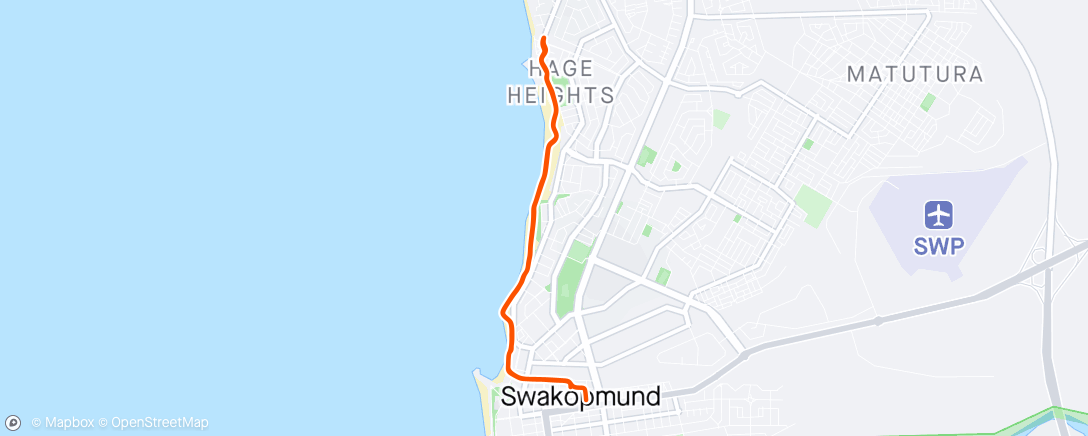 Map of the activity, Afternoon Run