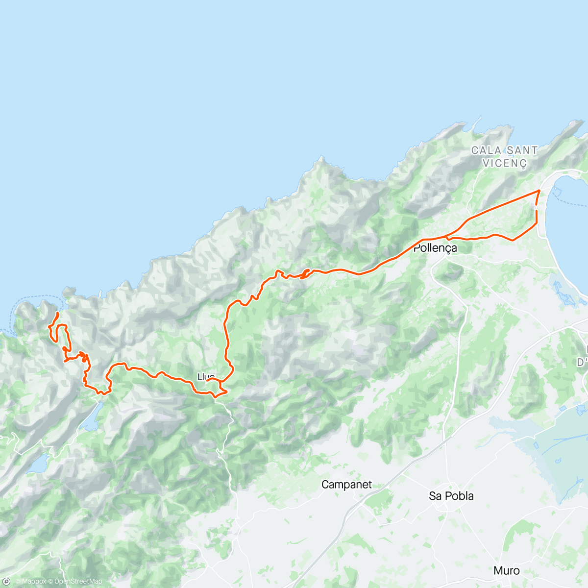 Map of the activity, MCT group ride to sa calobra