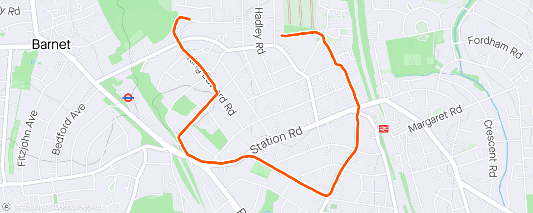 Map of the activity, Running in the Rain