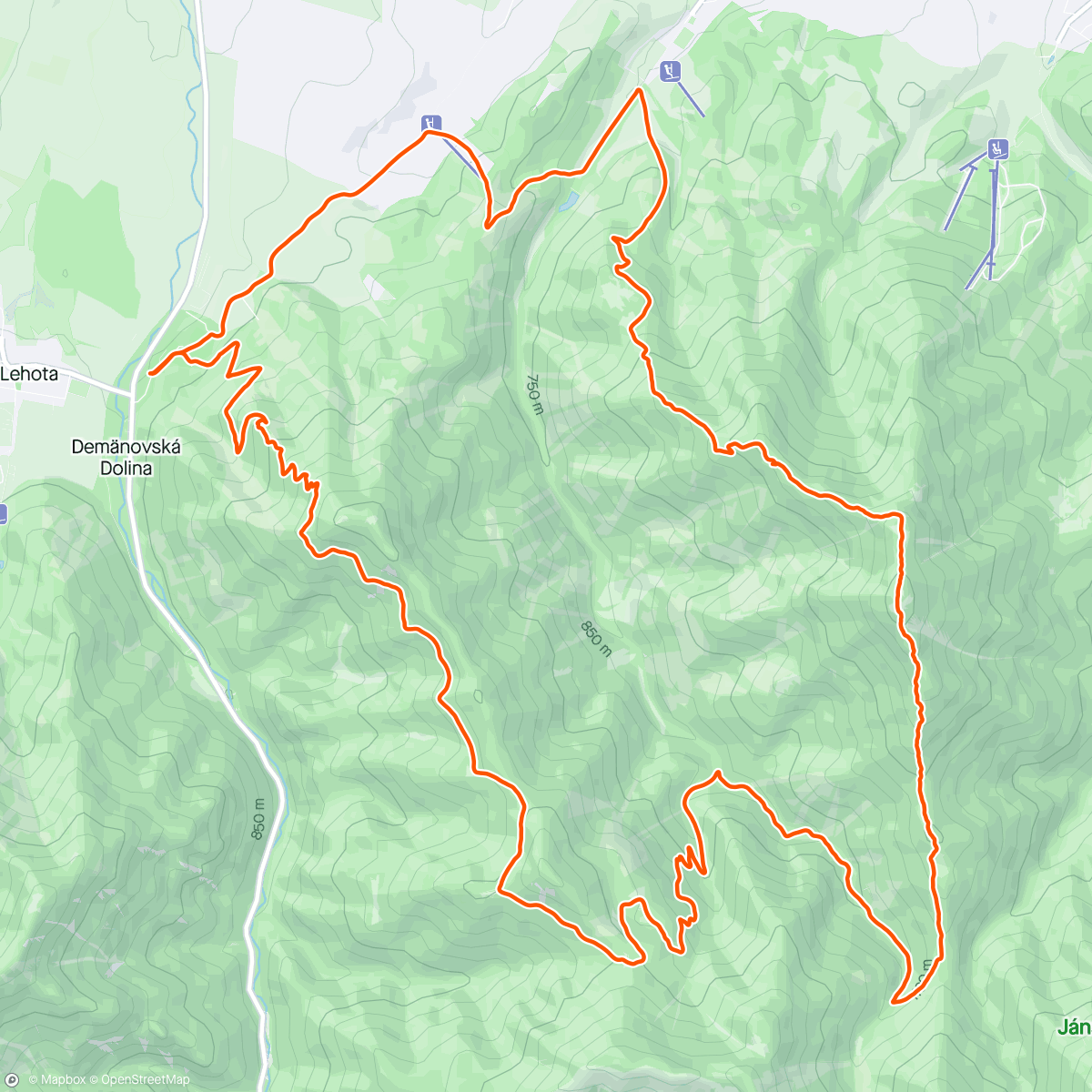 Map of the activity, Poludnica run