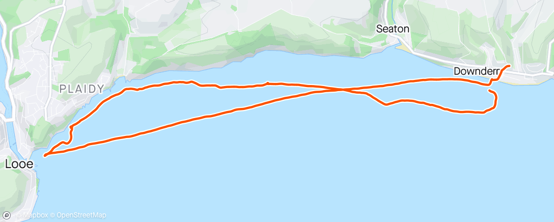 Map of the activity, Me and Mills, serenely paddling to Looe