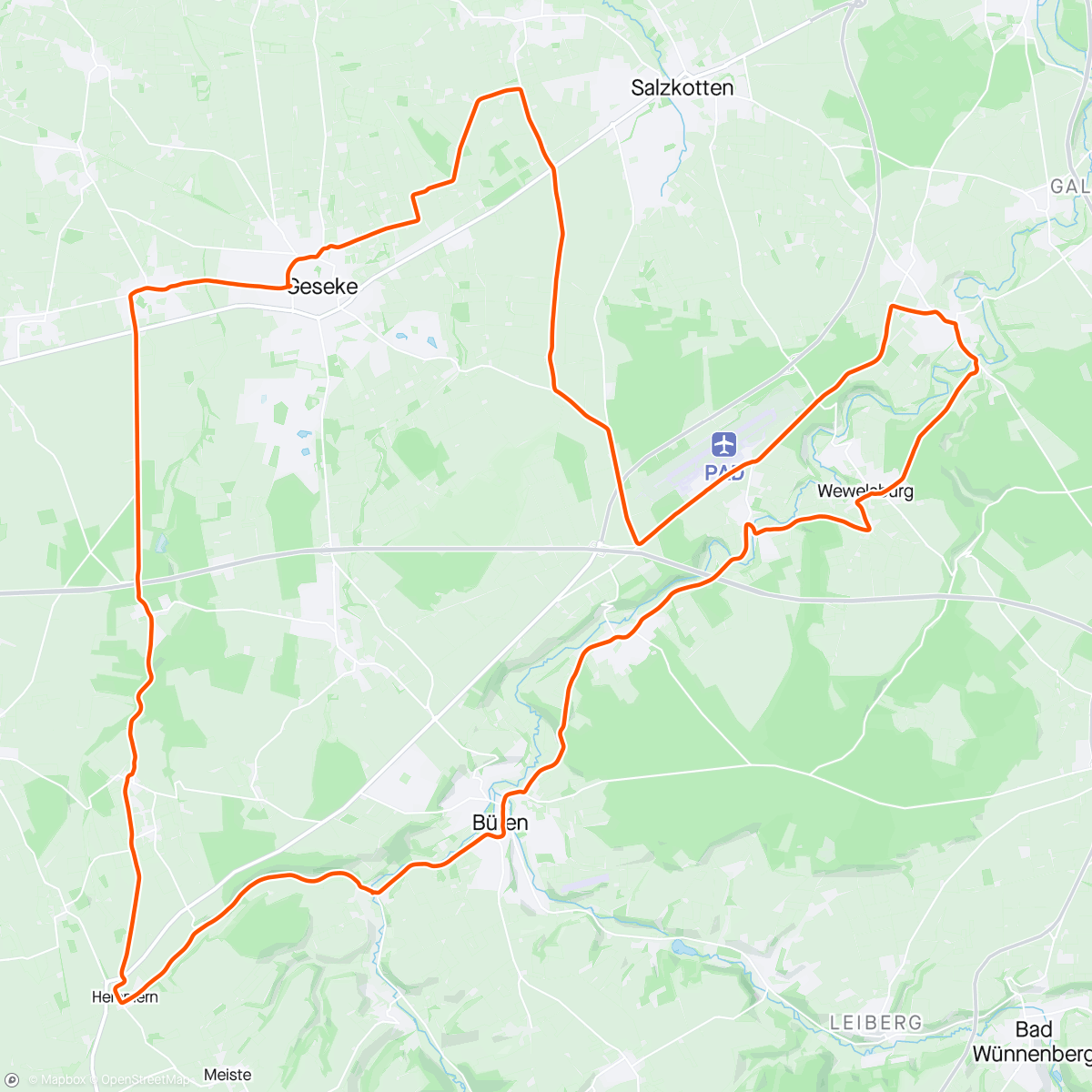 Mapa de la actividad, Wewelsburg 🌞🚴‍♀️🌳🌬