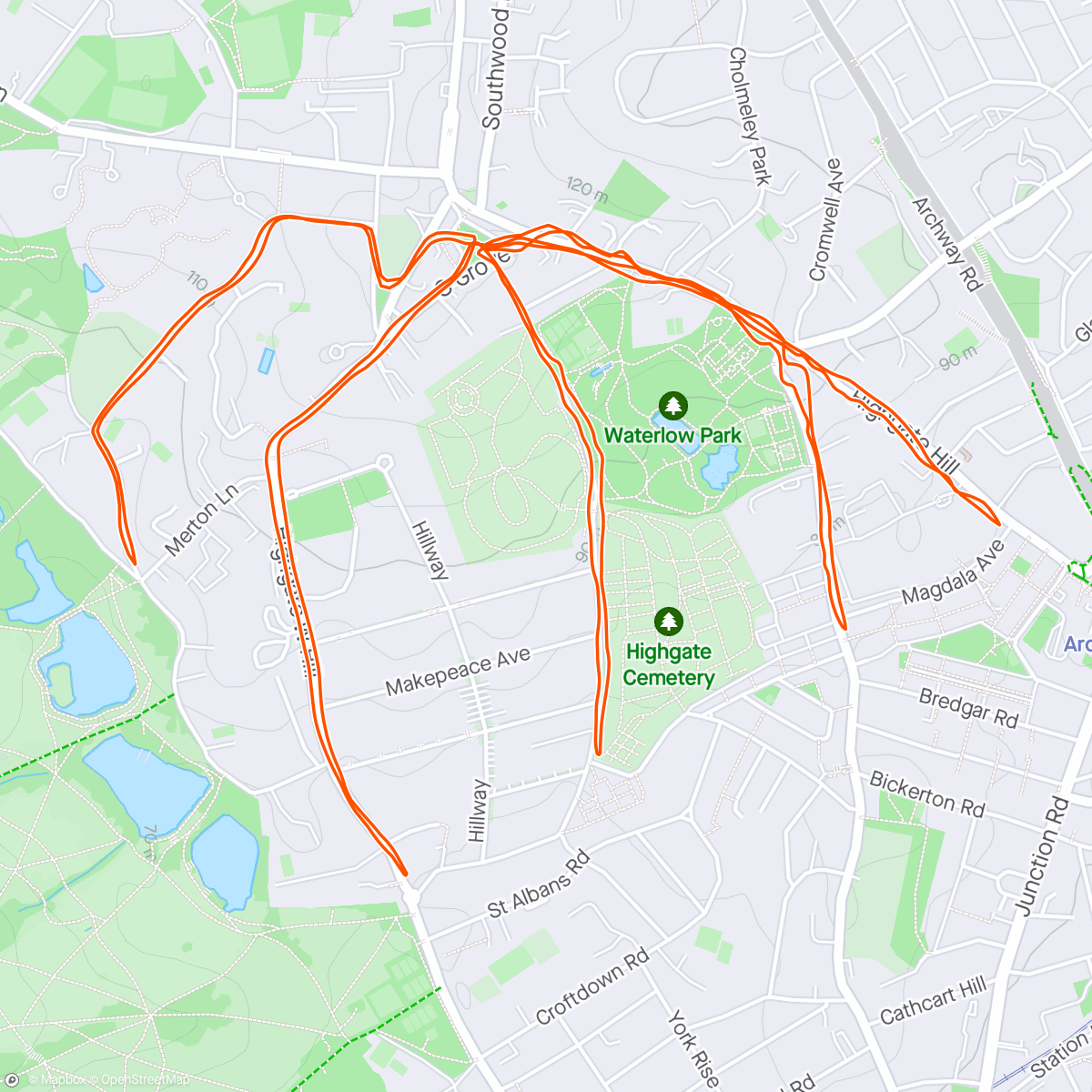 Map of the activity, Highgate Claw