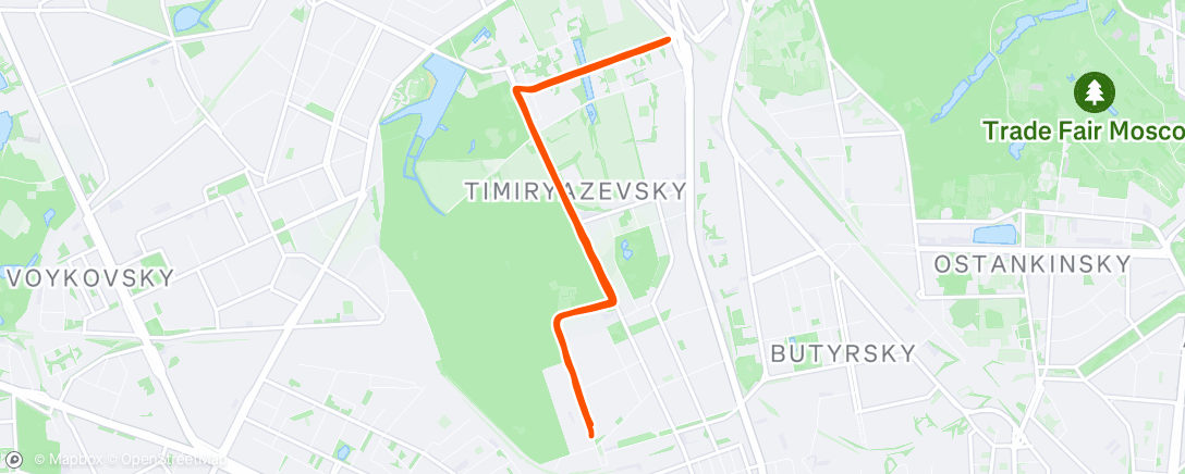 Map of the activity, Evening Run