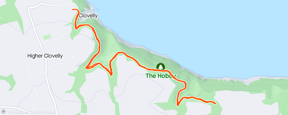 Map of the activity, The Hobby drive, Clovelly.