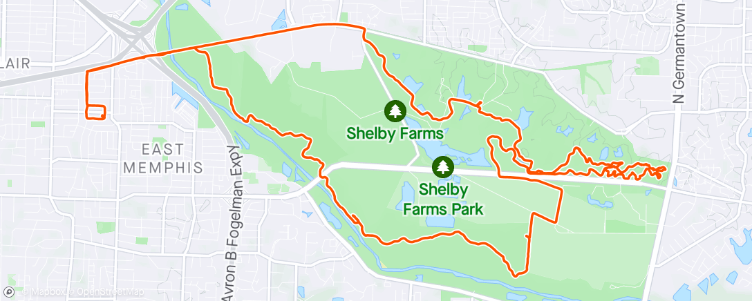 Map of the activity, Shelby Farms w/ Brian