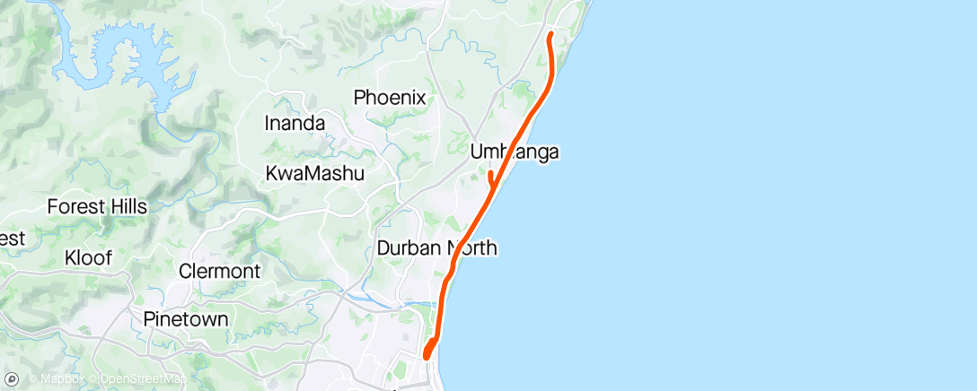 Map of the activity, Tour Durban