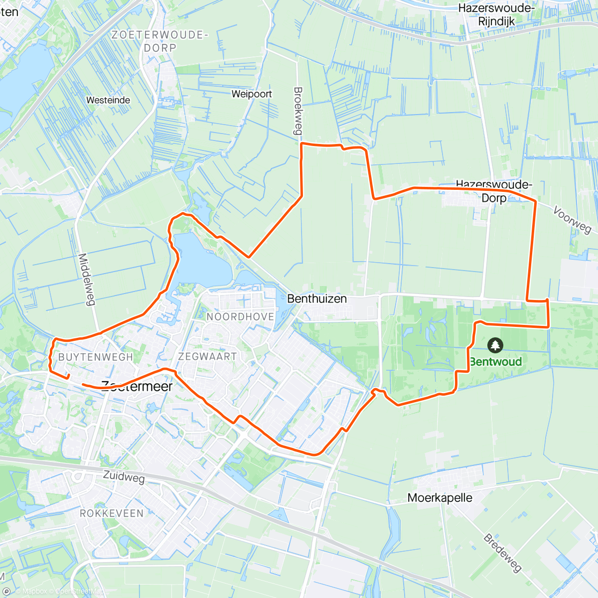 Map of the activity, Rondje Bentwoud - Hazerswoude