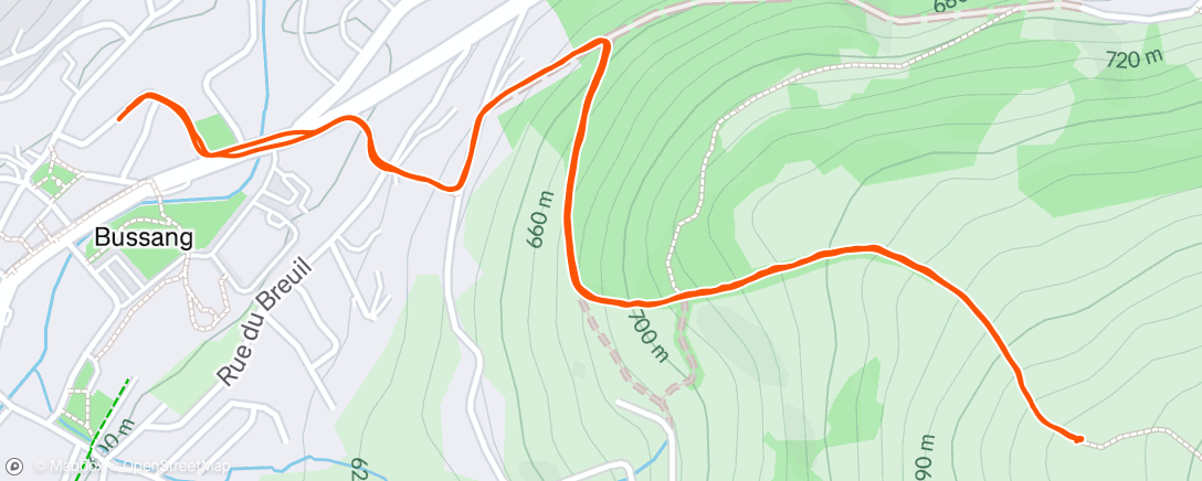 Map of the activity, Evening Trail Run