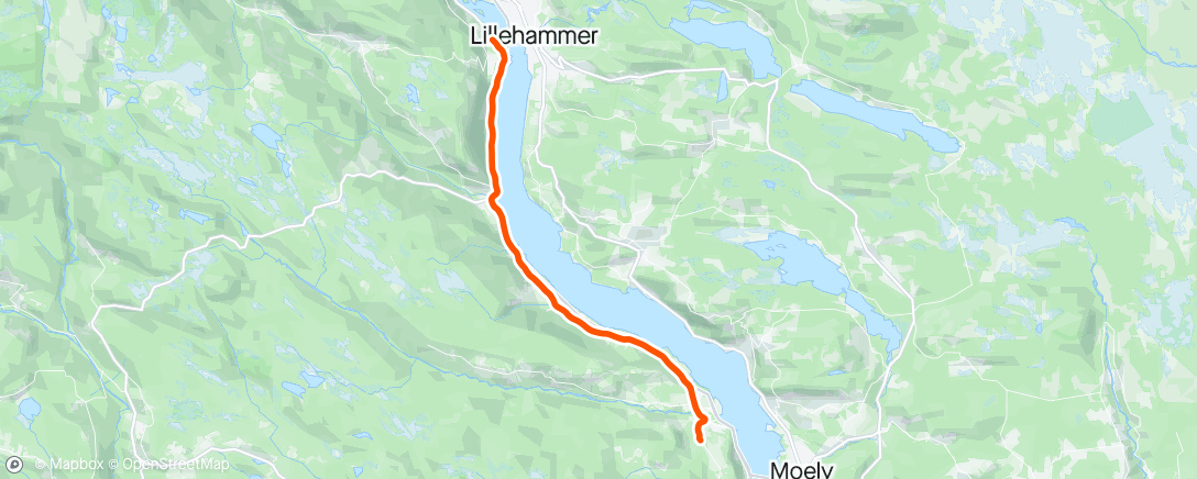 Map of the activity, Årets første sykkeltur