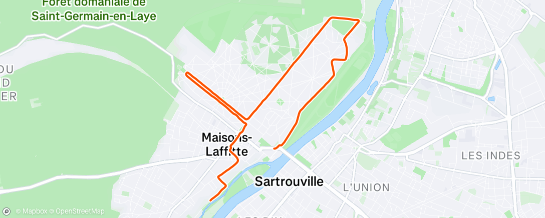 Map of the activity, Course à pied le matin