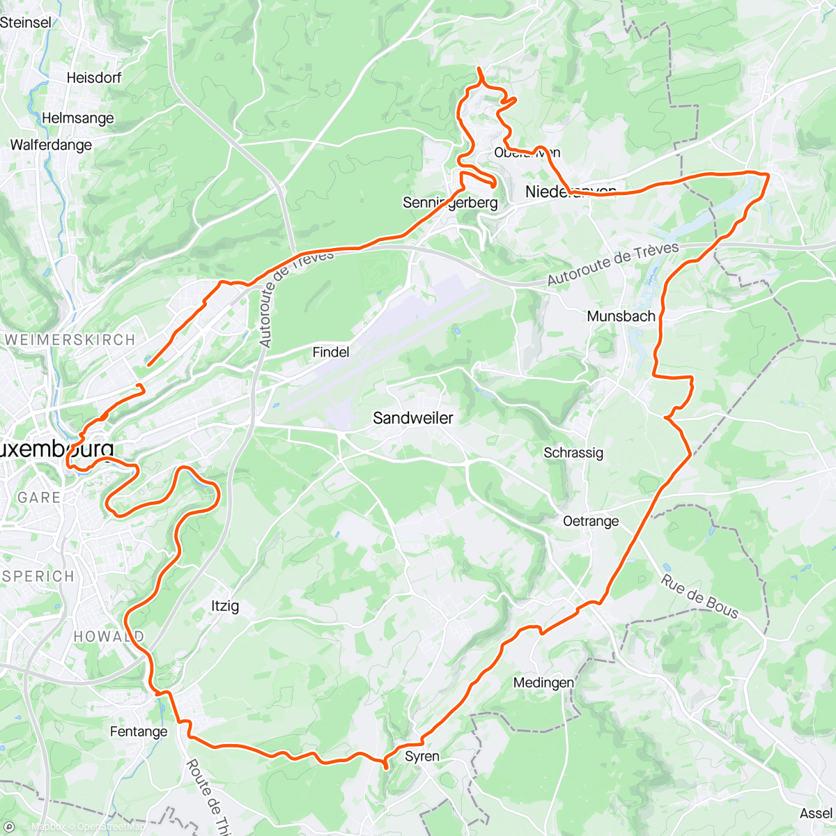 Map of the activity, Ride with European Investment Bank Cycling Club. Nice way to cool down after my invitation as keynote speaker :)