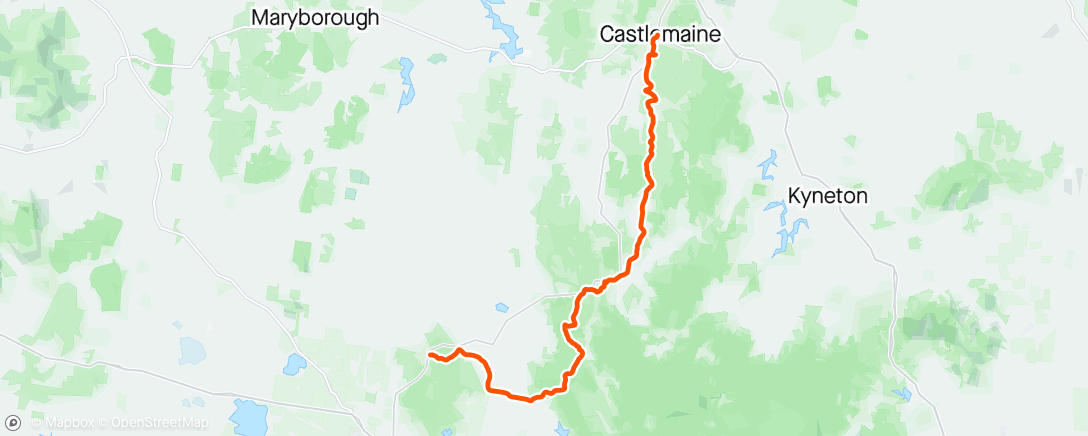 Map of the activity, Bikepacking day 2 - Creswick to Castlemaine