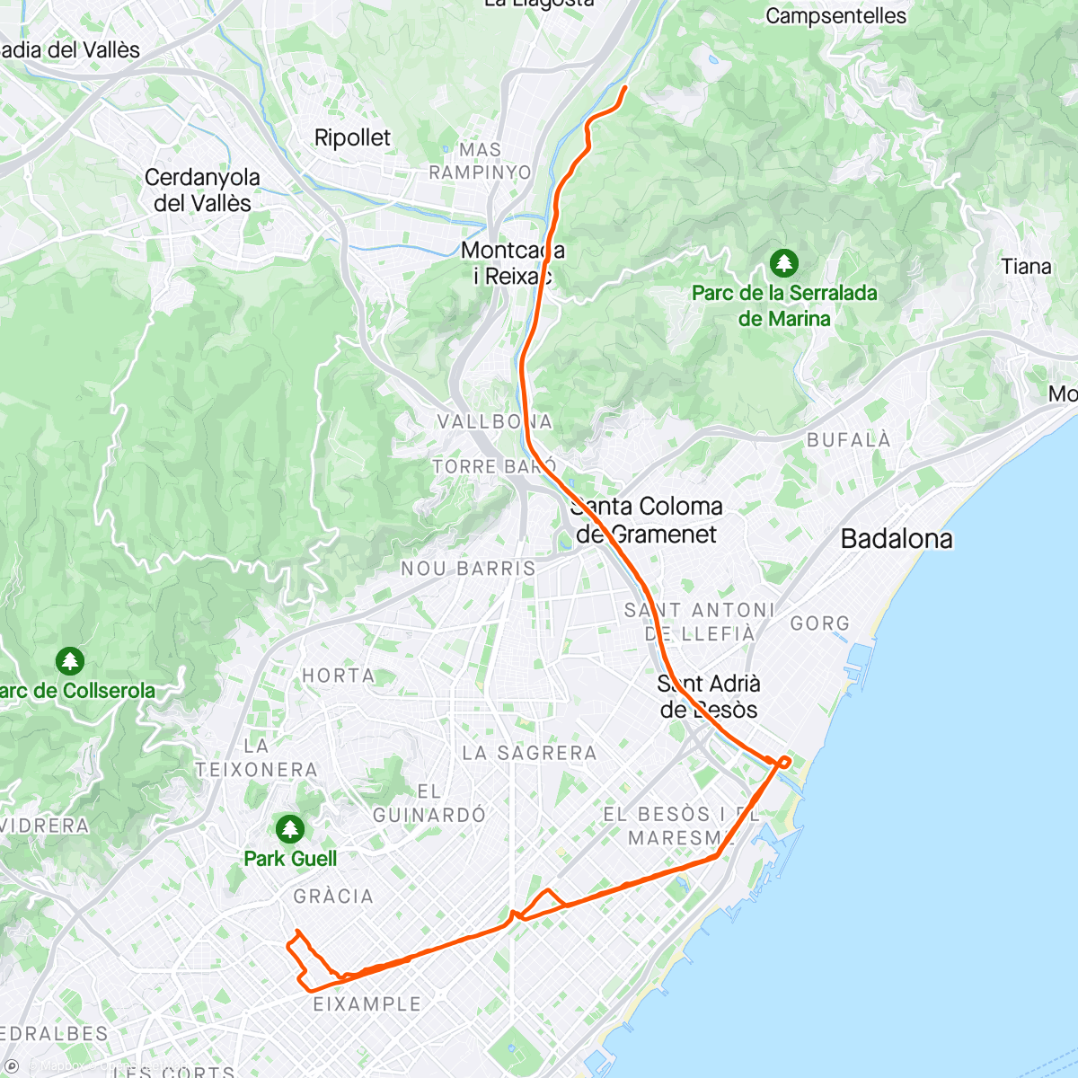 Map of the activity, Cycling Returns