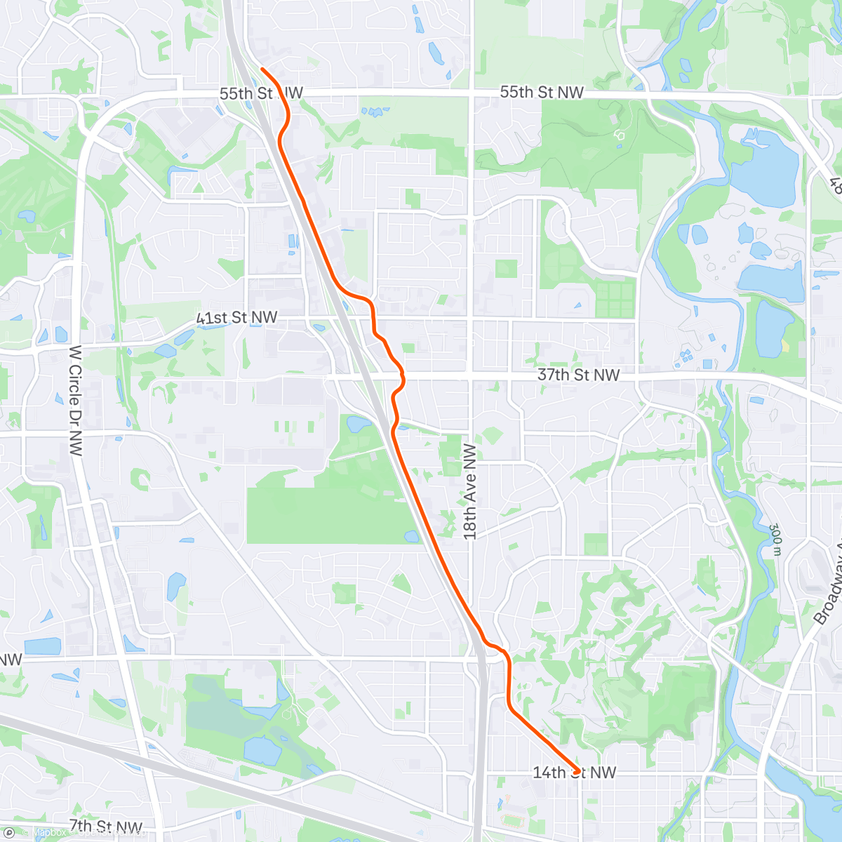 Map of the activity, First Ride to the New Bike Shop Job