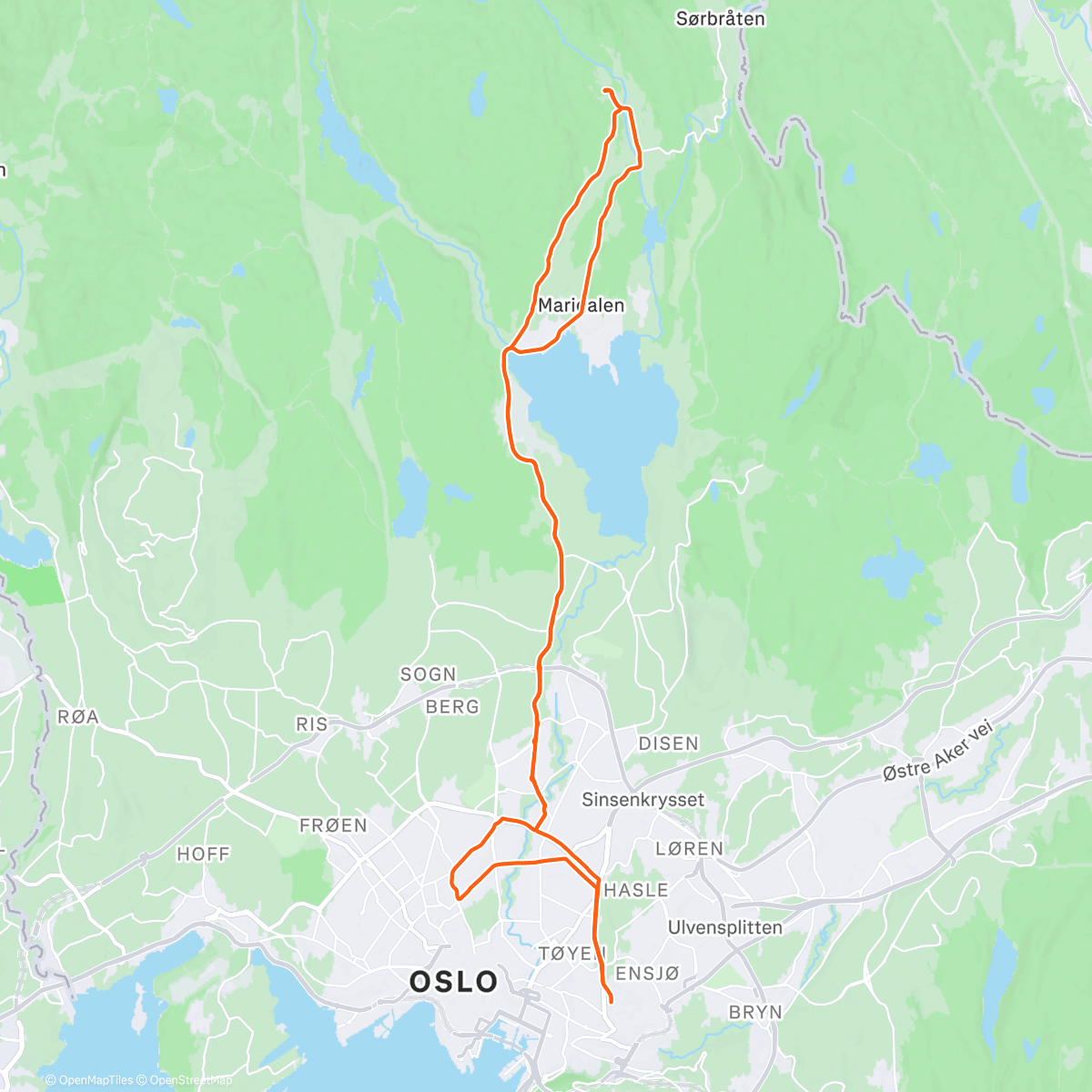 Map of the activity, Lunch Ride