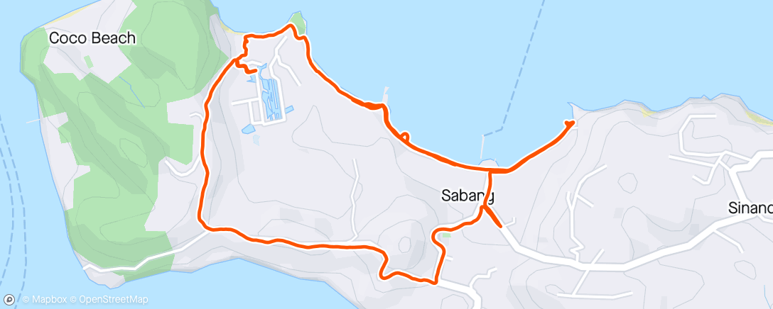 Map of the activity, Tuesday Morning Run in Puerto Galera