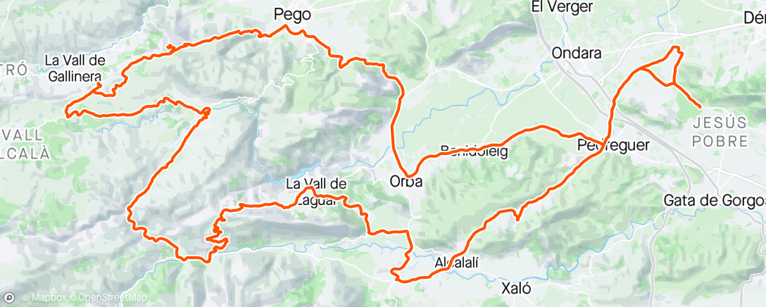 Map of the activity, Vall Laguar - vall d Ebo - Super Pego