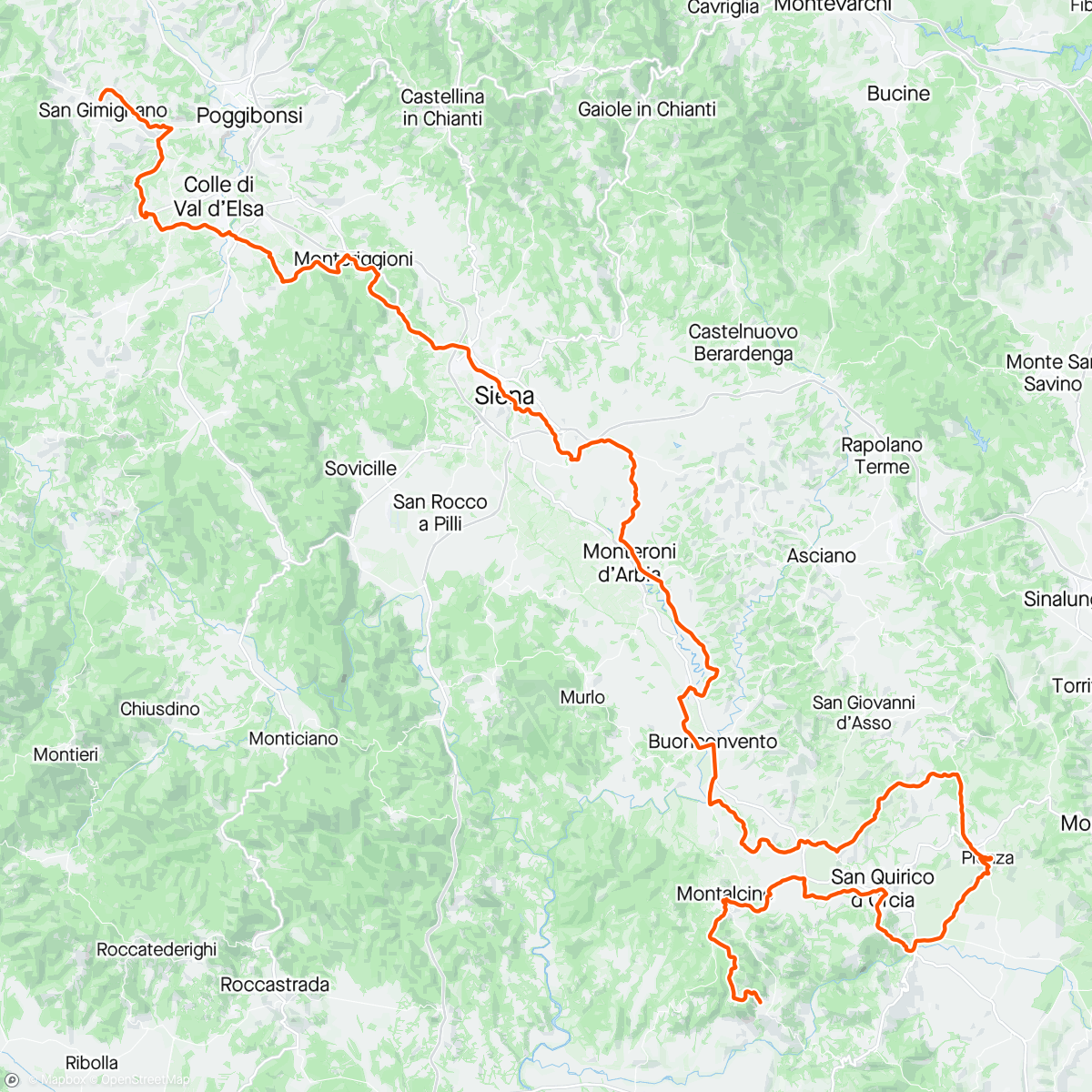 Map of the activity, Tuscany trail day 2