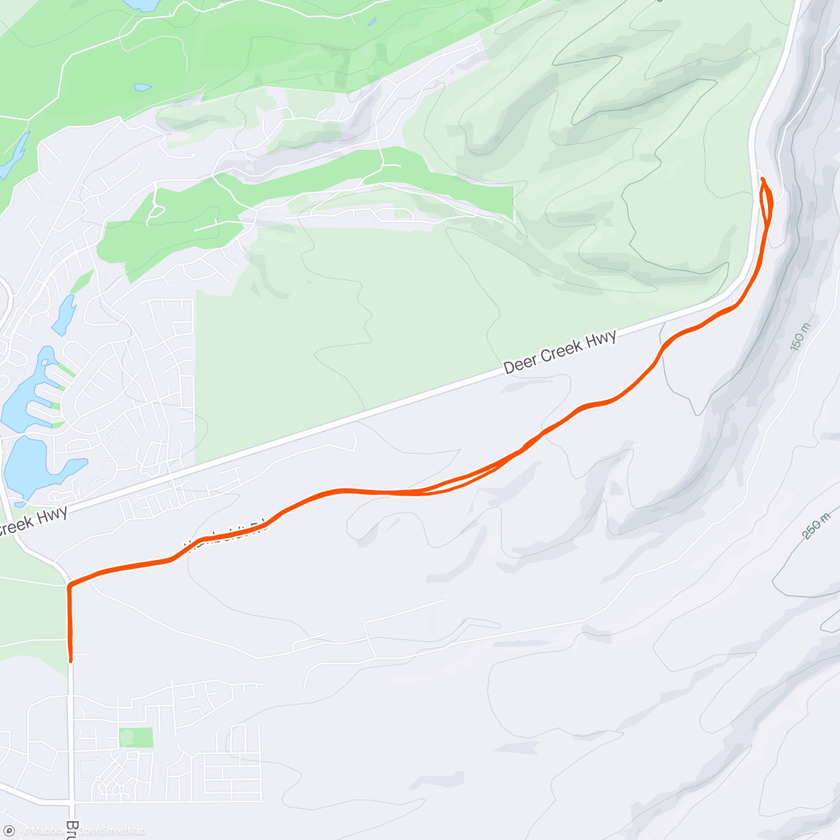 Map of the activity, Old Humboldt Rd repeats