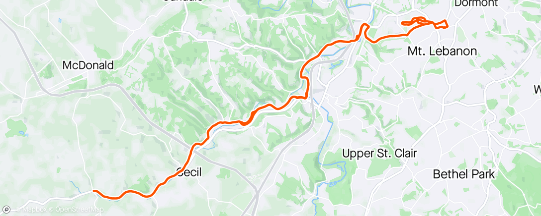 Map of the activity, Early Morning Ride West
